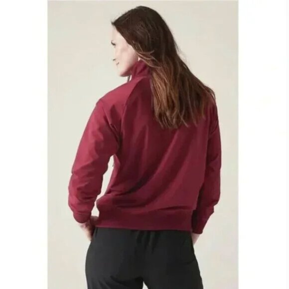Athleta Brooklyn Bomber Jacket Medium Coffeeberry Red - Picture 3 of 14